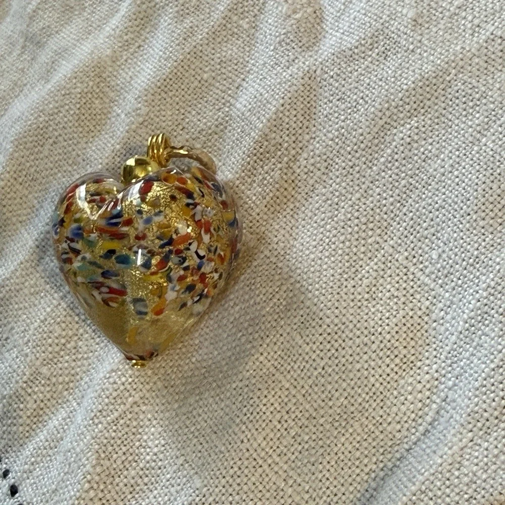 Confetti Glass‎ Murano Heart Pendant And Necklace